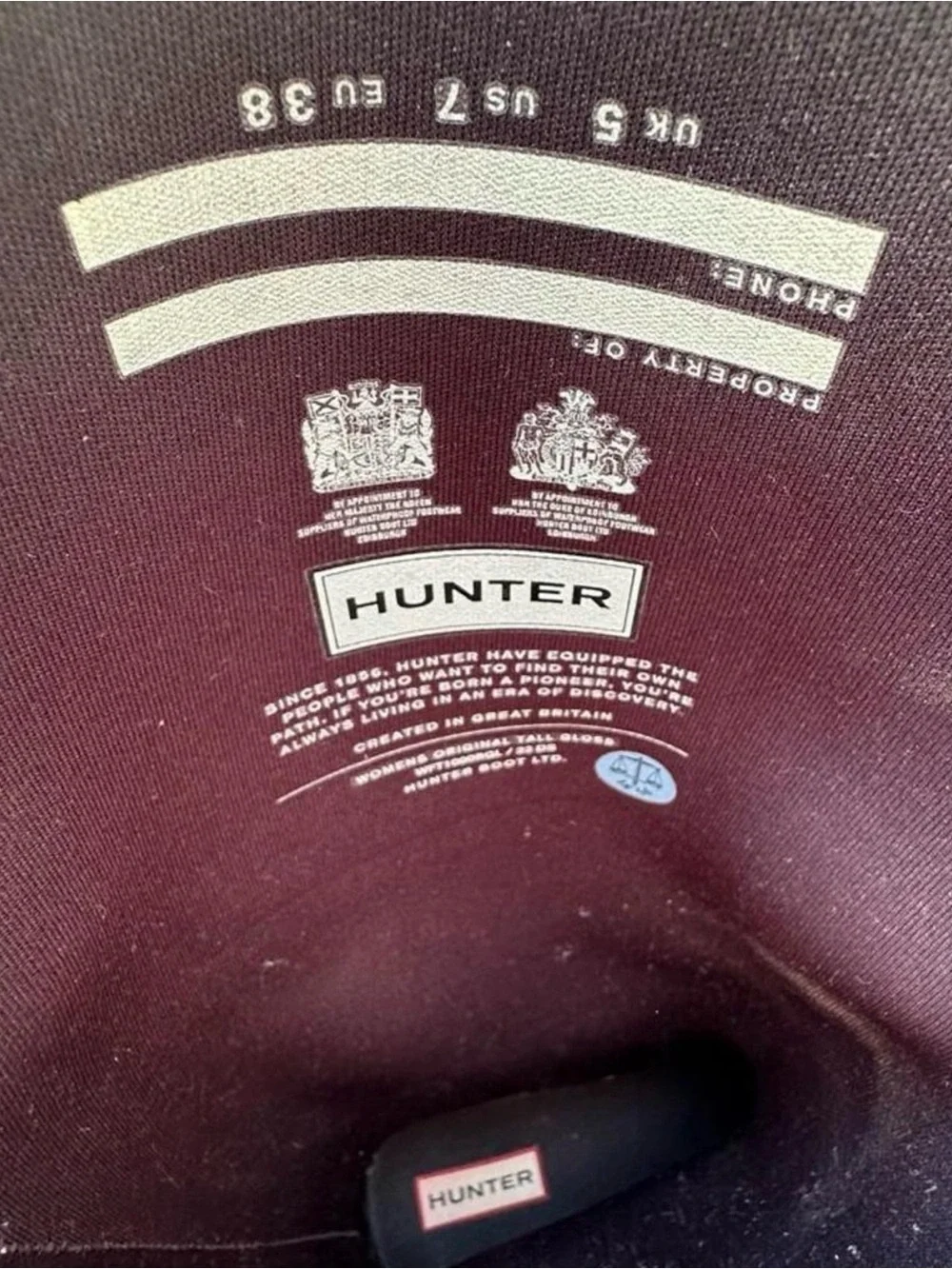 Hunter Original Tall Gloss Waterproof Rain Boots Navy Blue Size US 7